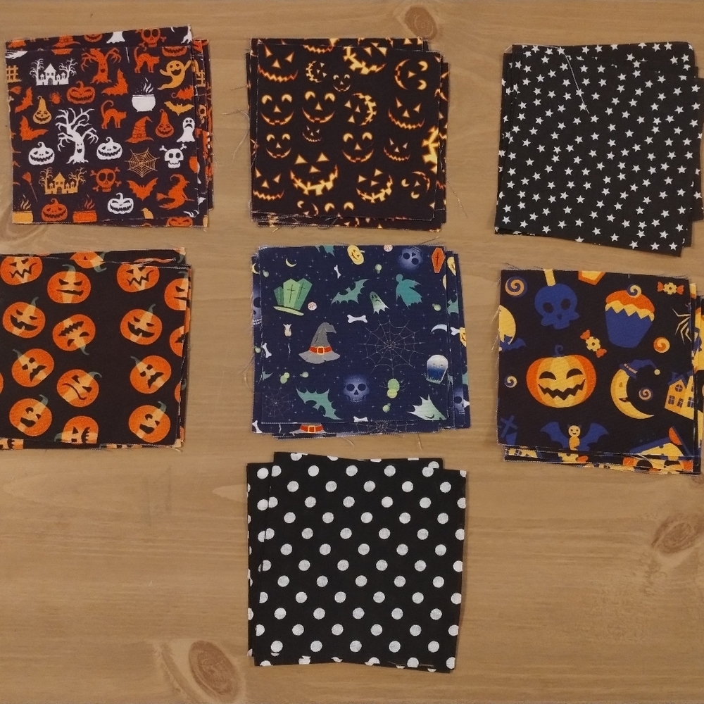 35pc Halloween Fabric Squares 4x4 Quilting Patchwork Craft Fabric Bundle Lot
